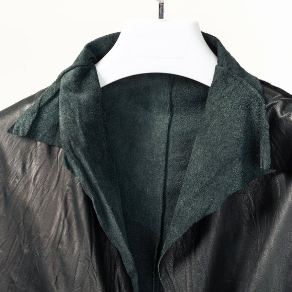 Rick Owens Black Wrinkled-Leather Coat - Picture 5 of 8